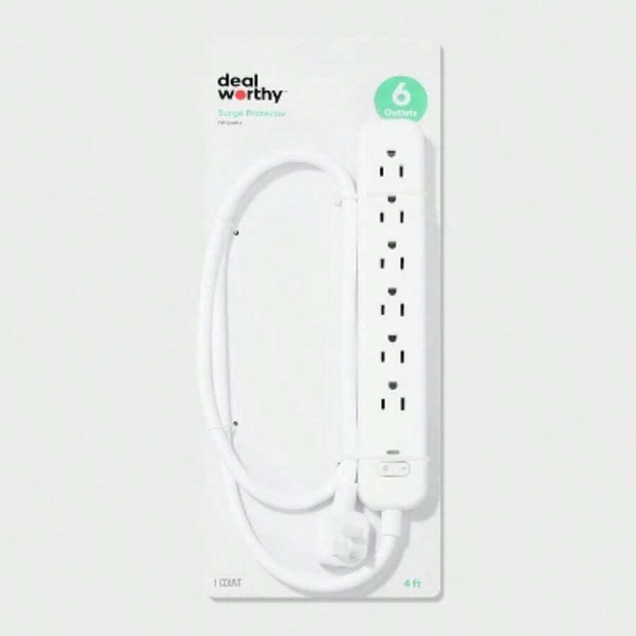 6-Outlet Surge Protector With 4' Extension Cord 720J - Dealworthy™ White - 白色 - 查看 1