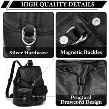 Backpack Womens, Vaschy PU Leather Backpack Purse Fashion Ladies Rucksack Casual Backpack School Bag For Teen Girls, Black,