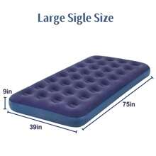Colchón de aire, colchón inflable tamaño individual con cima de onda con superficie acolchada, cama de aire durable para el hogar, campamento y huéspedes - capacidad de peso de 500 lb (azul oscuro)