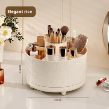 Soporte giratorio de lujo para almacenamiento de brochas de maquillaje, organizador de escritorio de plástico para el hogar y el dormitorio - Multicolor - Ver 14