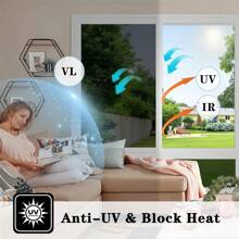 One Way Window Privacy Film Daytime Reflective Mirror Window Tint Self-Adhesive UV Blocking Window Sticker For Home Office, Black - Multicolor - View 3