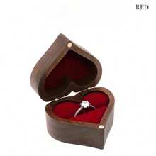 Caja de joyería con grabado personalizado, Caja de anillo con corazón grabado personalizado - Ranura sencilla y doble para el compromiso - Caja de anillo de boda personalizada - Regalo para dama de honor - Organizador de joyas de madera - Caja para portar el anillo - Soporte para caja de anillo - Cubierta de madera maciza - Ver 13