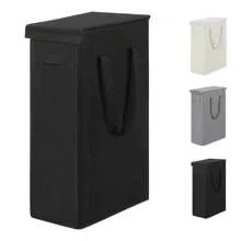 60L 大容量带盖洗衣篮封闭式洗衣篮，适用于卧室、浴缸、洗衣房、宿舍超薄带盖洗衣篮窄型洗衣篮带手柄可折叠脏衣服收纳篮收纳盒衣服裤子鞋子牛仔裤靴子裙子 - 多 - 查看 2