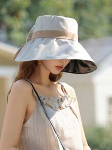 1 Pc Women's Spring/Summer New Lightweight Sun Protection Bucket Hat, Solid Color Fashionable Versatile Outdoor Sunshade Hat That Makes Face Look Smaller - Multicolor - View 3