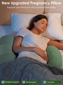 QUEEN ROSE Pregnancy Pillows, Cooling Body Pillow For Pregnancy Sleeping, F Shaped Maternity Pillow For Pregnant Women, Back & Belly Support, Pregnancy Must Haves, Green - Green - View 3