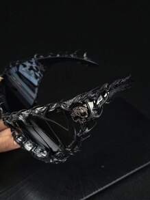 CASHEW FLOWER SKULL 1pc Oversized Skull & Toxic Liquid Drip Resin Mask, Costume Cosplay Ski Goggles, Asymmetrical Unisex Retro Bohemian Elegant Party Metal Decorative Glasses, Thick Vintage Gothic Style Accessories