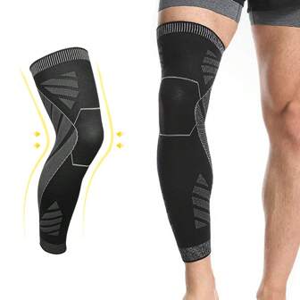 1 Pc Long Knee Compression Sleeve With Full Leg Compression And Knee Support, Suitable For Men And Women, Basketball, Cycling, Football, Running Gym Accessories Knee Support Sports Knee Pads Gym Knee Pads