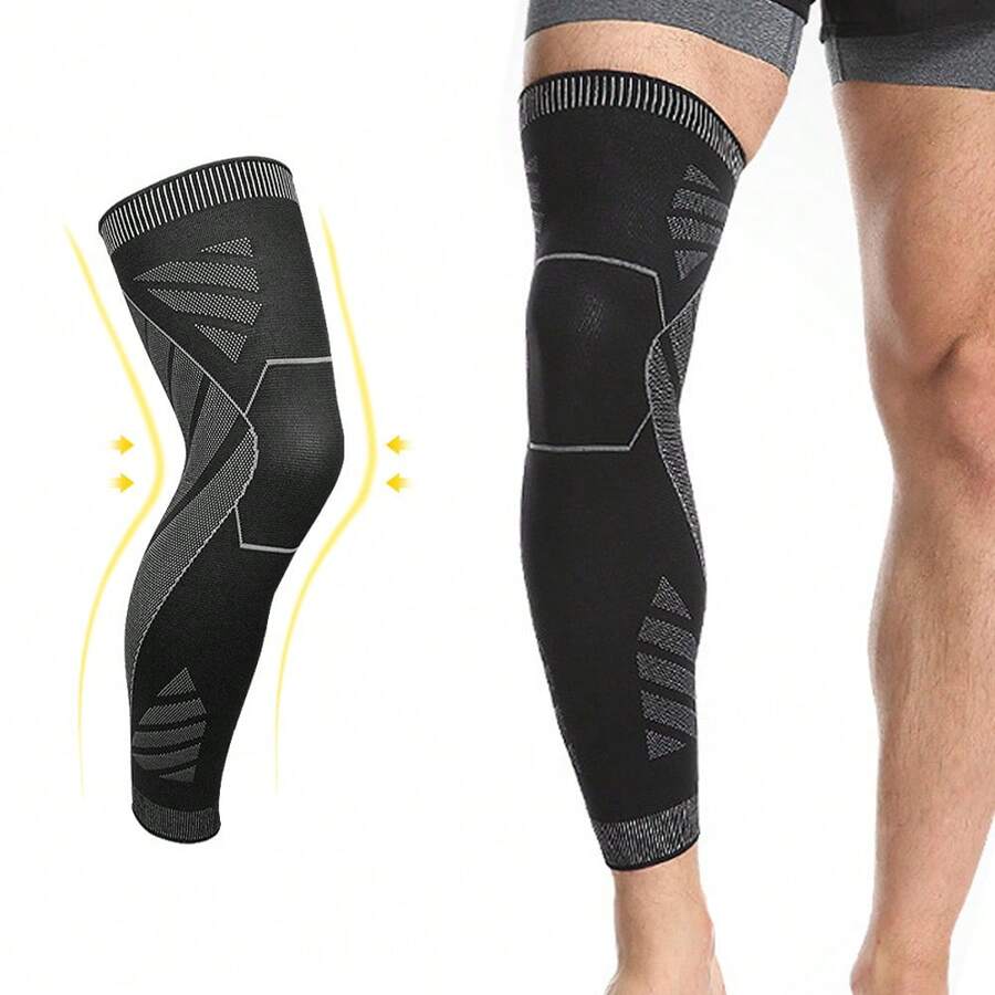 1 Manica compressiva lunga per ginocchio con compressione totale della gamba e supporto per il ginocchio, adatta per uomini e donne, basket, ciclismo, calcio, corsa, accessori palestra, ginocchiere sportive, ginocchiere da palestra