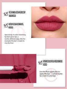 Misslyn VELVET MATTE LIP CREAM, Lightweight, Long Lasting High Impact Color, Smooth And Creamy Texture, Silky Velvety Finish, High-Intensity Matte Color, Against Dryness, Y2K Makeup Party Beach Travel Holiday Camping Outdoors Present Rose Fashion Girl New Year Cosmetic Cosplay Best Trip Festivals Color Fancy Campus School Charm Vibe Cny Chinese New Year, Valentine's Day Gifts