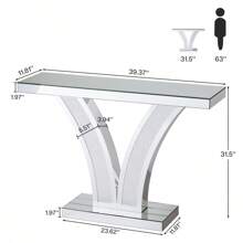 Tribesigns Mirrored Console Table, Modern Sliver Entryway Sofa Table With Crystal Inlay Frames For Living Room, Hallway, Foyer - Mirrored Silver - View 2