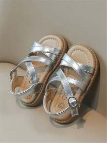 女童罗马凉鞋2025夏季新款时尚公主鞋防滑软底女孩沙滩鞋儿童鞋 - 銀色 - 查看 7