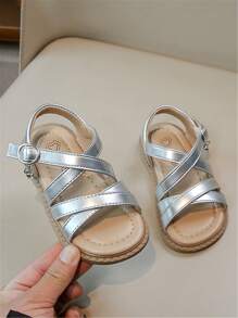 女童罗马凉鞋2025夏季新款时尚公主鞋防滑软底女孩沙滩鞋儿童鞋 - 銀色 - 查看 3
