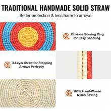 Archery Target, 3 Or 5 Layers 20" Arrow Target, Traditional Solid Straw Round Archery Target Shooting Bow, Hand-Made Arrows Target, Coloured Rope Target For Backyard Outdoor Hunting Shooting Practice - 3 20" - View 3