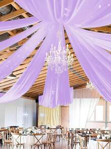 1pc Romantic 393inch Light Purple Sheer Drape Fabric, Long Solid Color Voile Curtain Multipurpose Party Backdrop Veil For Wedding Arch, Home Decoration Wedding Arch Curtain Fabric Background Cloth, Baby Shower Decoration Violet Arch Fabric, Home Decors, Birthday Wedding Party