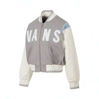 Vans 女士休闲运动字母撞色立领夹克，舒适棒球夹克 VN000GUTAF1
