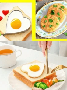 Stainless Steel Fried Egg Mold Set - Heart Shape Pancake Egg Ring, Sandwich Maker Mold Tools - Multicolor - View 4