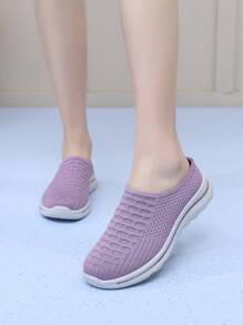 Women's Fashion Slippers, Soft Knit Flat Shoes, Breathable Soft Bottom Shoes, Casual Lightweight Slip-On Flats Suitable For Mothers And Pregnant Women, Size Runs Small