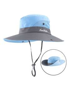 1 件装，女士马尾辫太阳帽，防紫外线可折叠网眼宽边沙滩帽，户外帽 - 顏色 - 查看 2