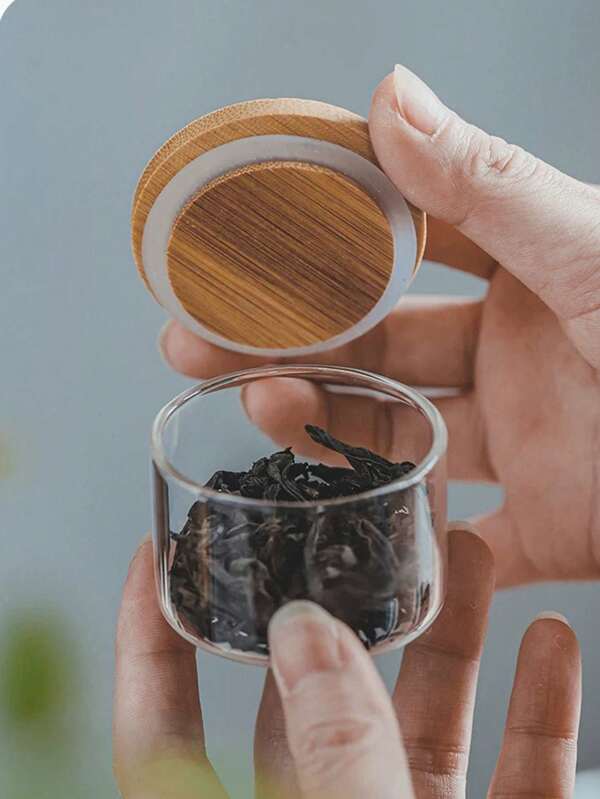 1pc Portable Mini Glass Jar, Travel-Friendly Tea/Coffee Storage Canister, Airtight Jar For Tea Leaves, Spices, Small-Sized Compartment