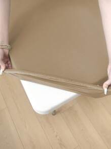 1/2pcs Washable Rectangular Tablecloth, Suitable For Outdoor Party And Camping, Foldable With Elastic Edges, Durable Polyester Fabric, For Home Decor, Size 4ft/6ft/8ft - Khaki - View 9