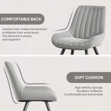Nalupatio Modern Dining Chairs Set Of 4, Comfy Dining Room Chairs With Thick Cushions, Upholstered Fabric Kitchen Side Chairs With Metal Legs - 淺灰色 - 查看 7