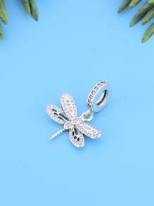 1 st. Modieuze 925 Sterling Zilveren Familie & Liefde Libelle Micro Geplaveide Zirkonia DIY Hanger, Kralen Sieraden, Herinneringscadeau Voor Dagelijks Gebruik