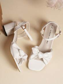 1 Paar Damen Schuhe in Große Größen mit flachem Absatz, Keilabsatz mit Riemen und Schleife, Lässig Outdoor Ferien 2025 Neuer Stil Sandalen - Weiss - Übersicht 7