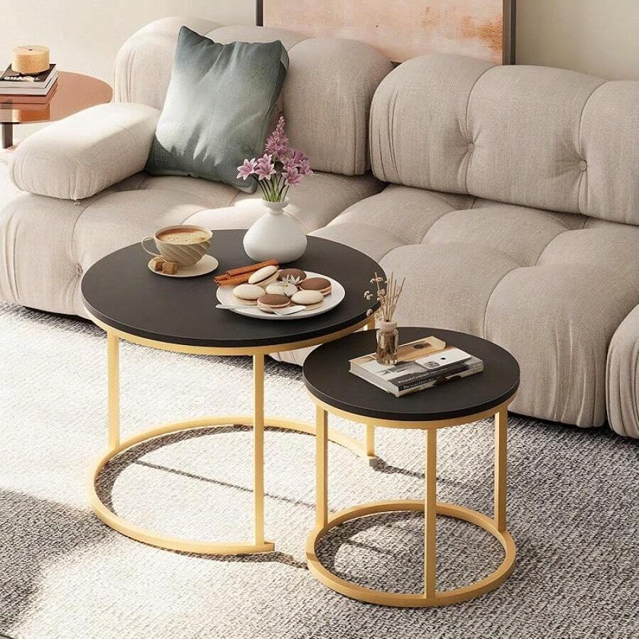 Nesting Coffee Tables Round Side Tables Set Of 2 Balcony Side Tables