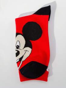 Disney Set de 1 o 2 pares de calcetines medianos de pareja con estampado de Mickey Mouse y Stitch de Disney, calcetines medianos suaves y cómodos, casuales y de moda, adecuados para uso diario y para regalar a amigos