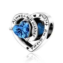 Easvnya 1pc Fashionable Silver-Plated Heart-Shaped Birthstone Series, Stylish 3D Design, Suitable For Bracelet And Necklace Accessories, Can Be A Perfect Jewelry Gift For Birthday And Holidays - A Heart-shaped Birthstone Blue - View 16