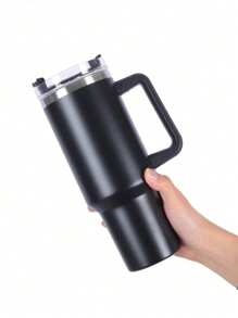 Tasse isotherme personnalisée de 1200 ml / 40 oz, bouteille d'eau en acier inoxydable, tasses à café avec anse, boissons isothermes pour l'extérieur, mug isotherme pour voiture à double paroi, couvercle avec paille en acier inoxydable