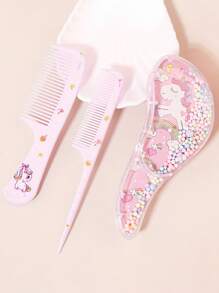 3 pezzi set di pettini per capelli cartoni animati - adatto per capelli bagnati e asciutti, spazzole per districare e acconciare tutti i tipi di capelli, manico in plastica ABS, idea regalo perfetta