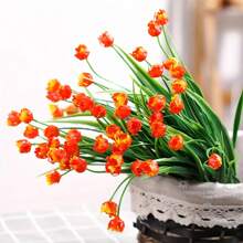 4 Ramos de Flores de Tulipán de Plástico, Flores Artificiales Falsas para Decorar el Hogar, Jardín, Patio, Porche, Macetas, Interiores, Habitaciones y Exteriores, Decoración de Granja para Primavera y Verano