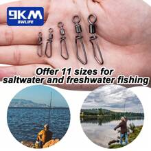 25Pcs Fishing Stainless Steel Snap Fishing Rolling Swivels Saltwater Fishing Coastlock Snap Connector Tackles