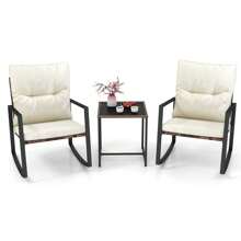 ERGOMASTER  3-Piece Rocking Bistro Set Wicker Patio Furniture Set Porch Chair Set - Grey - View 1