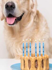 6pcs Blue Dog Paw & Cat Paw Birthday Party Cake Decorative Candles - Blue - View 4