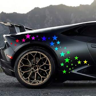 五角星反光汽车贴纸，创意乙烯基贴花，适用于笔记本电脑、摩托车，防水耐用