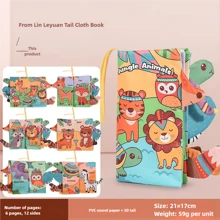 1 pieza Libro de cola de tela para el desarrollo de la inteligencia del bebé, libro de tela indestructible para bebés con papel arrugable, juguetes educativos para bebés y niños pequeños, adecuado para niños y niñas, regalo ideal para diversas festividades
