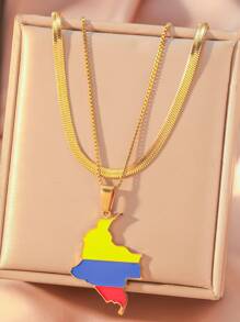 2pcs/Set High-End Dopamine Resin Colorful Geometric Multi-Layer Necklace, Suitable For Daily Eye-Catching Wear