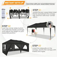 CAROMA 10x20 Pop Up Canopy Tent With 6 Sidewalls Easy Pop Up Tent 10x20 Waterproof Commercial Instant Shelter UPF 50+ Portable Gazebo Wedding Tents For Parties Carport Vender Events