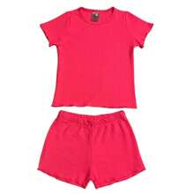 Summer Ribbed Set With FruFru For Girls - Pink - View 2