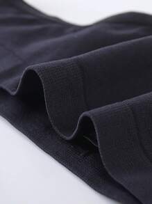 HANQIYA 4pcs Women's Plus Size Black Solid Color Thong Panties, Elegant & Simple, Moisture-Wicking & Breathable