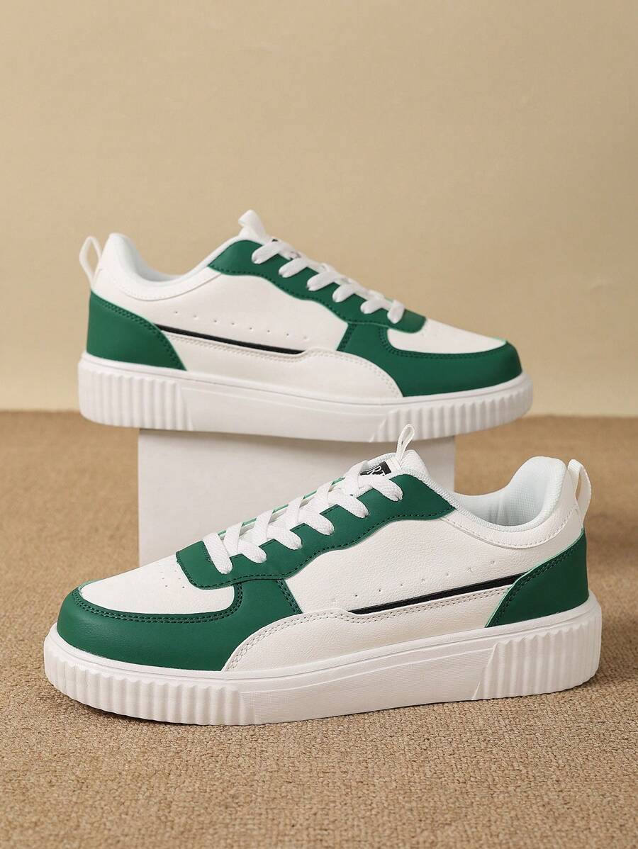 Zapatos de pareja tallas 36-45, zapatillas casuales para mujer y tenis para hombre, zapatos planos con cordones y suela blanda cómodos para hombre, calzado ligero y de bajo corte para uso diario - Verde - Ver 1