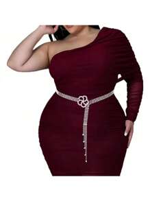 Plus Size New Multi-Layer Flower Petal Rhinestone Decor Minimalist Waist Belt/Chain, Versatile Dress Accessory - Silver - View 9