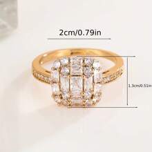 1 件时尚优雅新设计简约合成锆石镶嵌戒指，百搭女士日常配饰