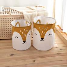 Cartoon Giraffe Print Laundry Hamper Dirty Toy Clothes Basket Foldable Easy Storage Portable Large Capacity Clothes Basket Large Round Storage Basket Cute Collapsible Laundry Basket Organizers And Storage Bins Foldable Dirty Clothes Basket Waterproof Bucket Laundry Organizer - Multicolor - View 2