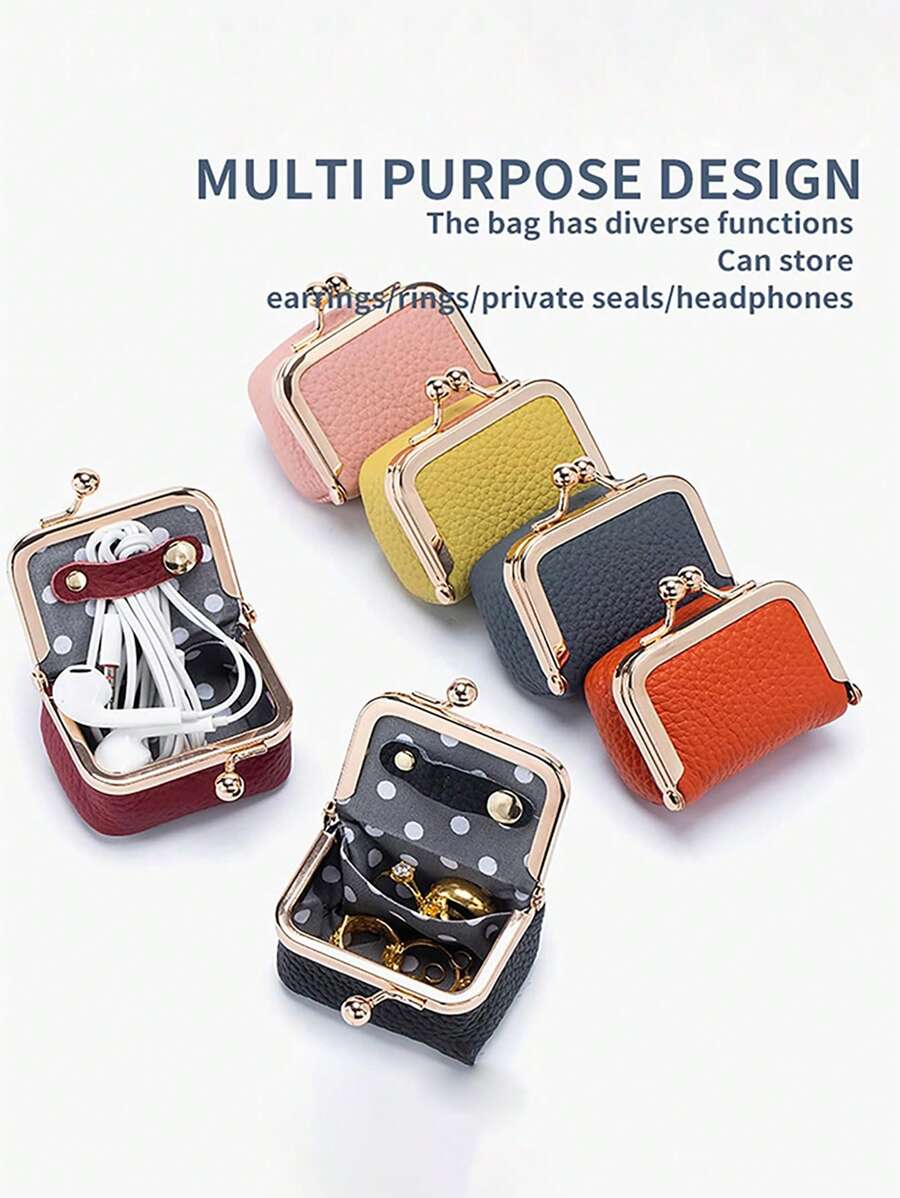 1 件复古风格迷你零钱包，紧凑型 PU 皮革首饰收纳盒，带按扣，适用于戒指、项链、耳环和配饰，纹理饰面，田园主题，椭圆形，可上锁，非常适合戒指和配饰，珠宝盒礼物女士女孩返校