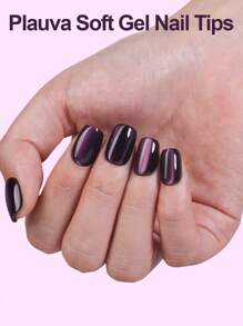 150 pièces d'ongles en gel courts et carrés à effet chat français - 5 couleurs, pointes françaises classiques pointues, extensions d'ongles en gel souples, convient pour la décoration d'ongles d'été des femmes, ongles pressés