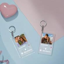 定制钥匙扣定制亚克力音乐歌曲钥匙圈个性化照片钥匙扣礼物送给爱人定制钥匙扣 - 彩色 - 查看 2