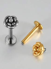 1PC Stainless Steel Flower Ear Tragus Cartilage Piercing Internal Threaded Bee/Butterfly Labret Ring Lobe Earrings Helix Piercing - 1 Gold - View 6